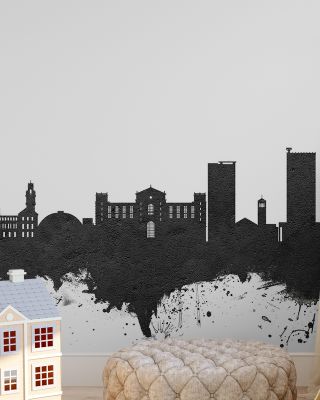 Lubbock Texas Skyline Black & White Wallpaper
