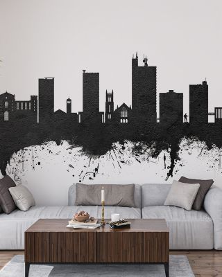 Lubbock Texas Skyline Black & White Wallpaper