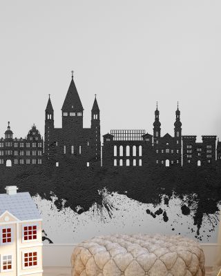 Mainz Germany Skyline Black & White Wallpaper