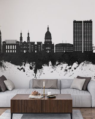 Mainz Germany Skyline Black & White Wallpaper