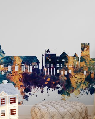 Maldon England Skyline Blue & Bronze Wallpaper