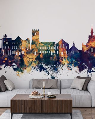 Maldon England Skyline Blue & Bronze Wallpaper