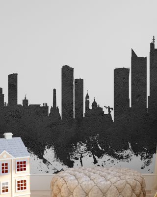 Manila Philippines Skyline Black & White Wallpaper