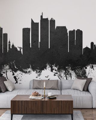 Manila Philippines Skyline Black & White Wallpaper