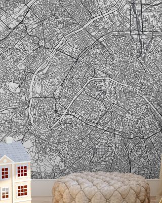 Map of Paris Vintage Wallpaper