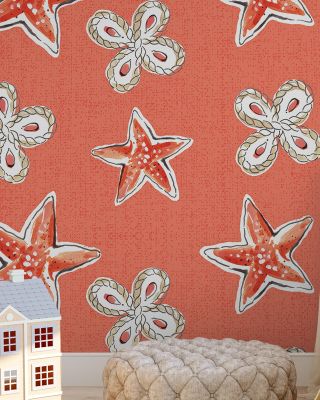 Maritime Stars Red on Red Wallpaper