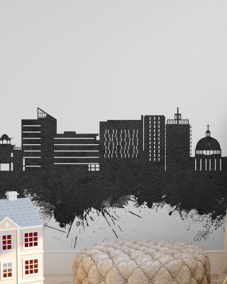 Milton Keynes England Skyline Black & White Wallpaper
