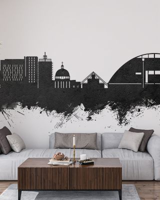 Milton Keynes England Skyline Black & White Wallpaper
