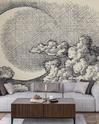 Moon In Clouds Scenic Wallpaper