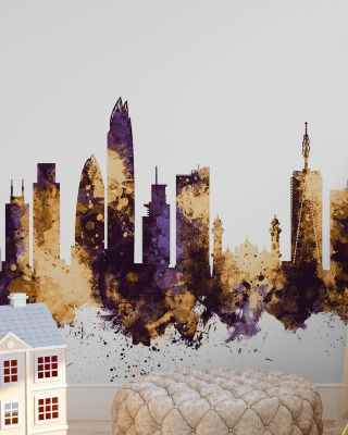 Nairobi Kenya Skyline Purple & Gold Wallpaper