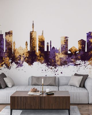 Nairobi Kenya Skyline Purple & Gold Wallpaper