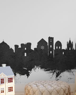 Naples Italy Skyline Black & White Wallpaper