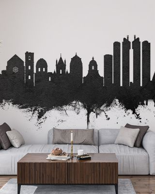 Naples Italy Skyline Black & White Wallpaper