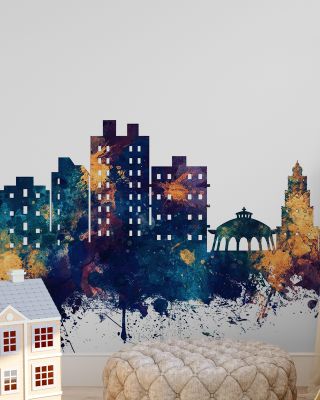 Nashik India Skyline Blue & Bronze Wallpaper