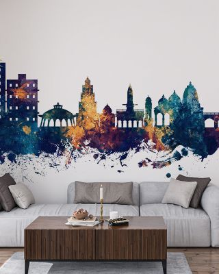 Nashik India Skyline Blue & Bronze Wallpaper