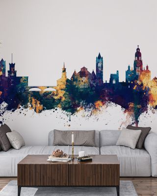 Nashua New Hampshire Skyline Blue & Bronze Wallpaper
