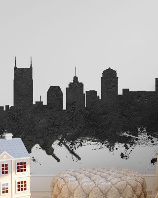 Nashville Tennessee Skyline Black & White Wallpaper