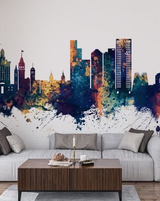 Oakland California Skyline Blue & Bronze Wallpaper