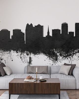 Orlando Florida Skyline Black & White Wallpaper