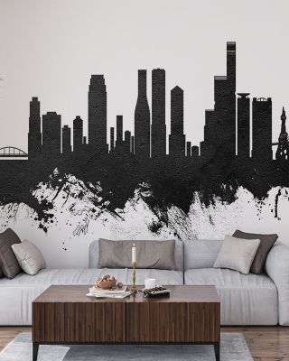 Osaka Skyline Black & White Wallpaper