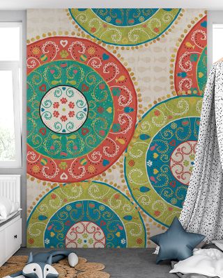 Otomi Cats VI Folk Art Wallpaper