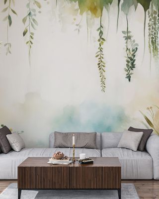 Painterly Hanging Gardens Bright Wallpaper
