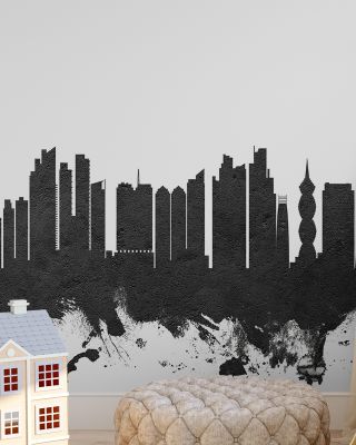 Panama City Skyline Black & White Wallpaper