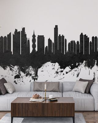 Panama City Skyline Black & White Wallpaper