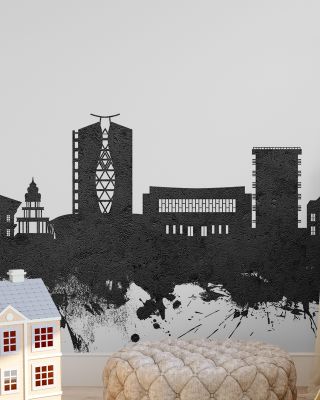 Paramaribo Suriname Skyline Black & White Wallpaper