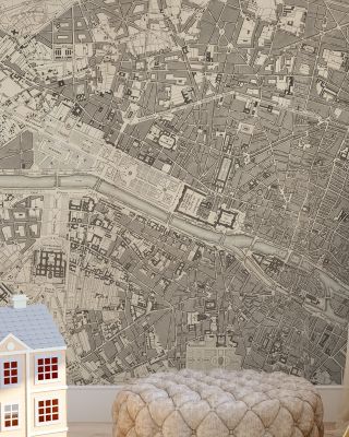 Paris 1834 Vintage Map Wallpaper