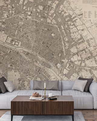 Paris 1834 Vintage Map Wallpaper