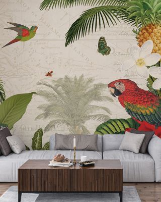 Parrot Paradise I Tropical Wallpaper