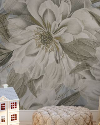 Peony Study - Chalk Floral Wallpaper