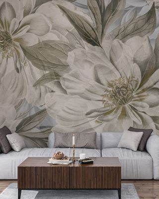 Peony Study - Chalk Floral Wallpaper