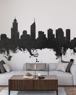 Perth Australia Skyline Black & White Wallpaper