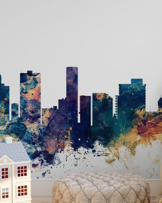 Port Elizabeth South Africa Skyline Blue & Bronze Wallpaper