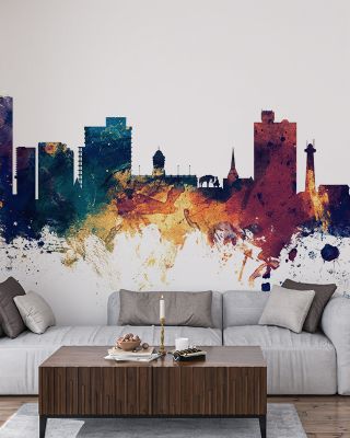 Port Elizabeth South Africa Skyline Blue & Bronze Wallpaper