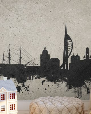 Portsmouth England Skyline Concrete Wallpaper