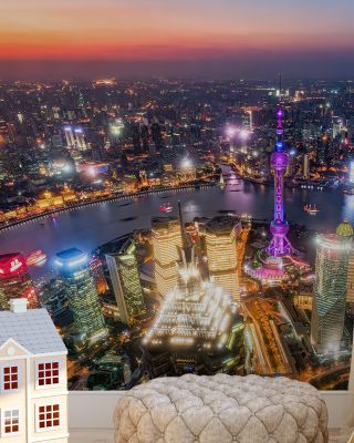 Pudong at Night Scenic Wallpaper