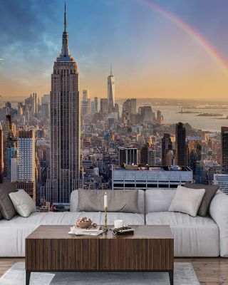 Rainbow Over New York City Scenic Wallpaper