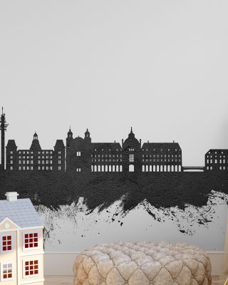 Rennes France Skyline Black & White Wallpaper