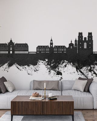 Rennes France Skyline Black & White Wallpaper