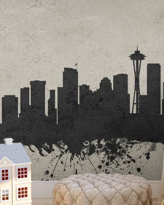 Seattle Skyline Concrete Wallpaper