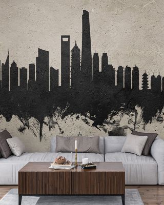 Shanghai China Skyline Concrete Wallpaper