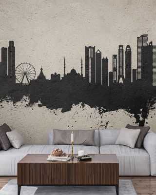 Sharjah Skyline Concrete Wallpaper