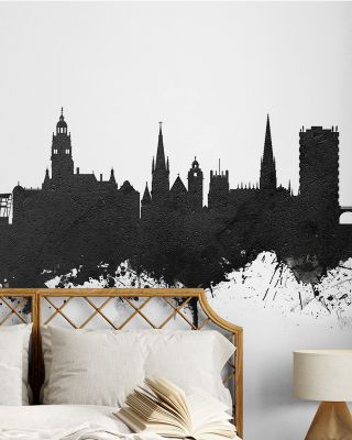 Sheffield England Skyline Black & White Wallpaper