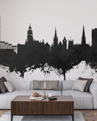 Sheffield England Skyline Black & White Wallpaper