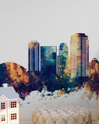 St Petersburg Florida Skyline Blue & Bronze Wallpaper