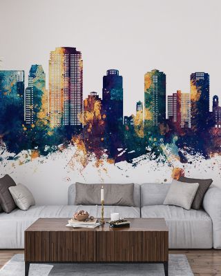 St Petersburg Florida Skyline Blue & Bronze Wallpaper