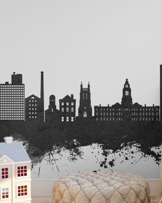 Stockport England Skyline Black & White Wallpaper